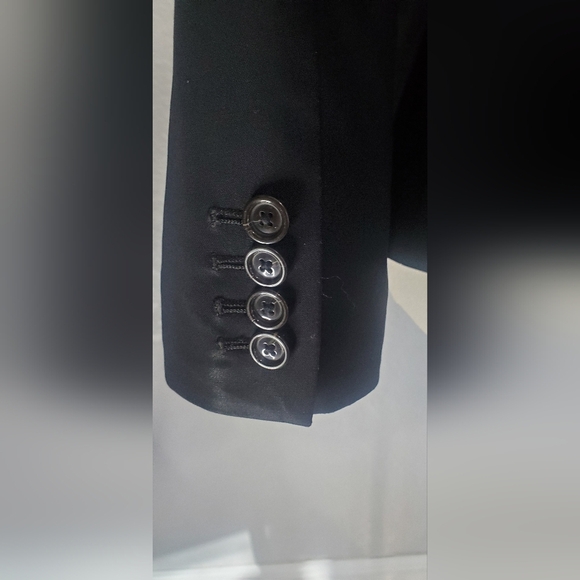 Banana Republic Wool Black Stretch 2 Button Fitted Blazer Suit Jacket Size 2 - Picture 7 of 10